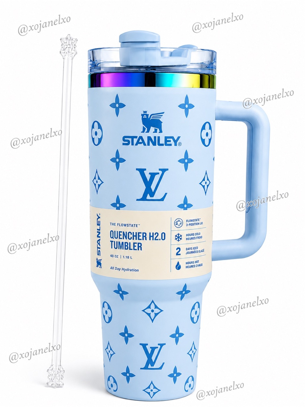 Stanley Light Blue Designer-Pattern Quencher H2.0 Tumbler